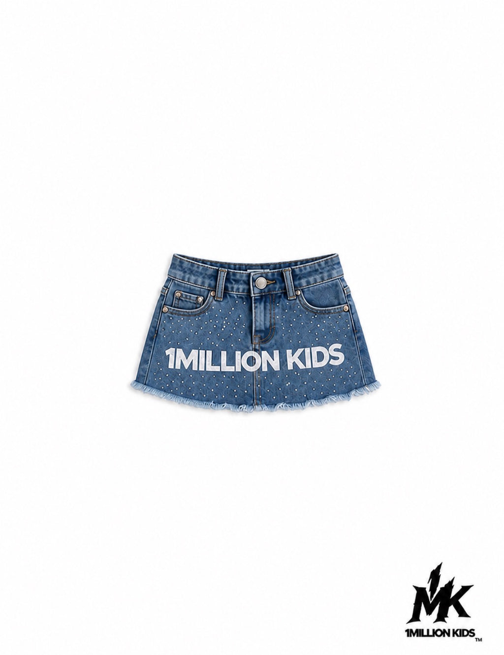 1Million Kids Rhinestone Denim Skirt